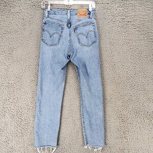Levis Jeans Womens 26 Blue Stretch Denim Button Fly Wedgie Straight *Read*